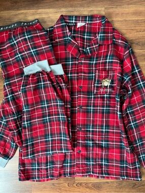 FRIENDS x Cotton On | Red Plaid Button-Up Pajama Set